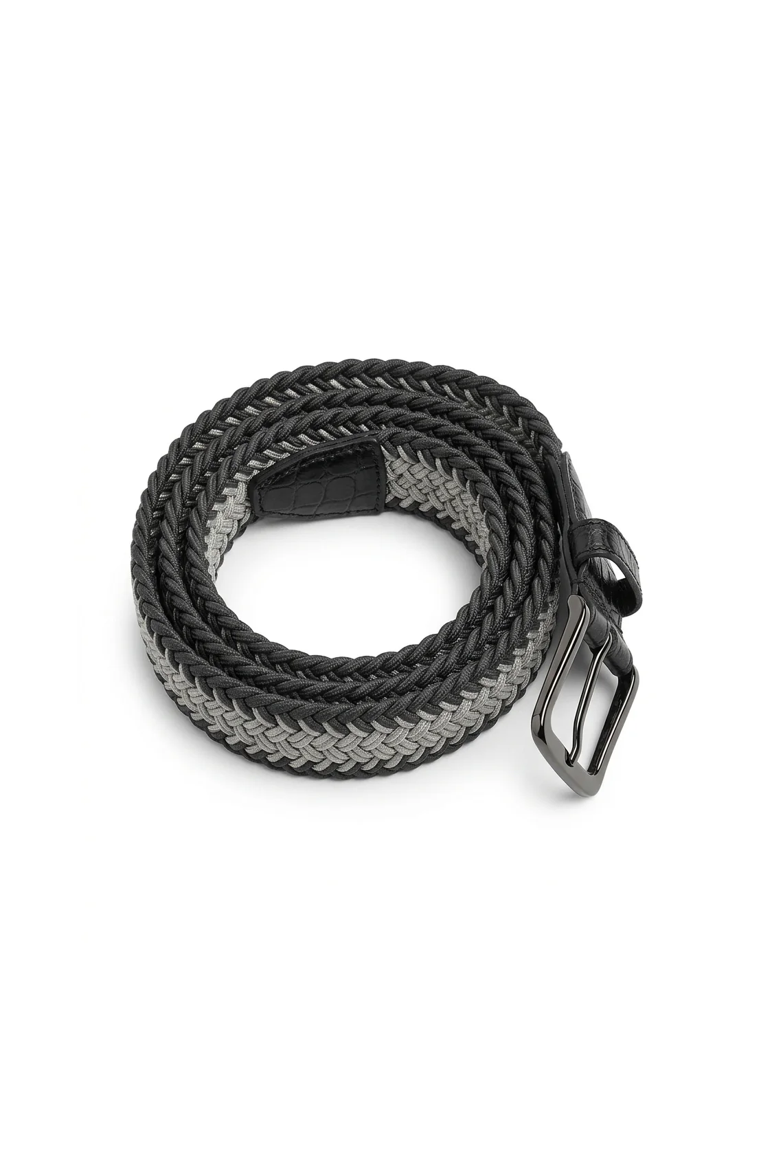 Graphite Crocodile Trim Braided Belt