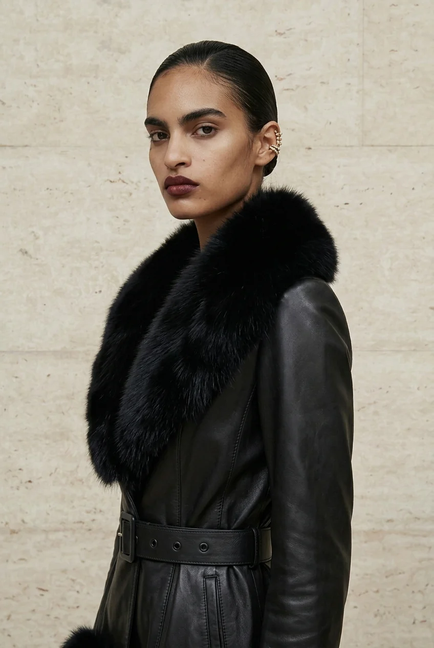 Almora Nappa Fox Trim Coat - Image 4