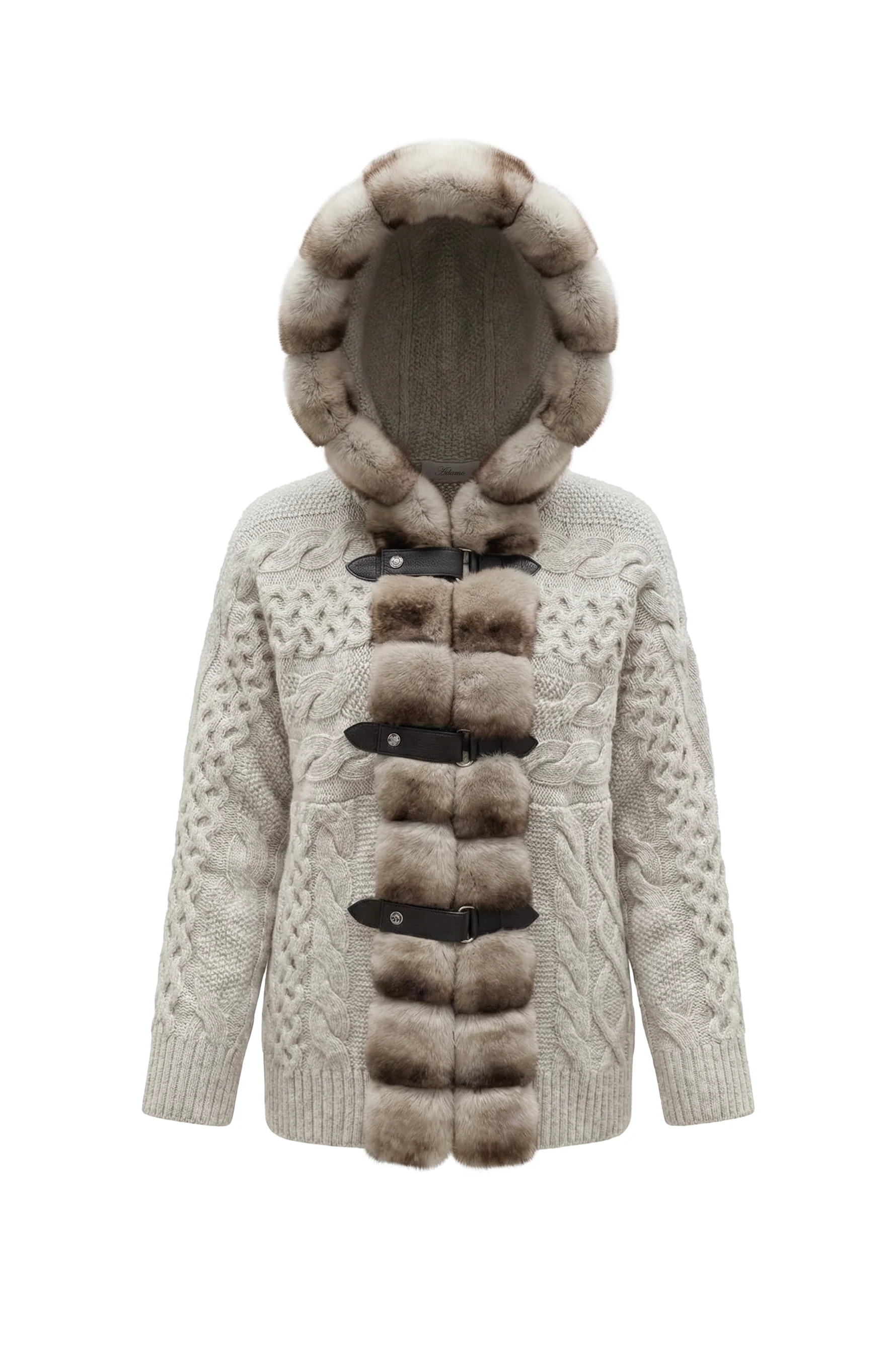 Alverra Rex Fur Hooded Knit Cardigan - Image 10