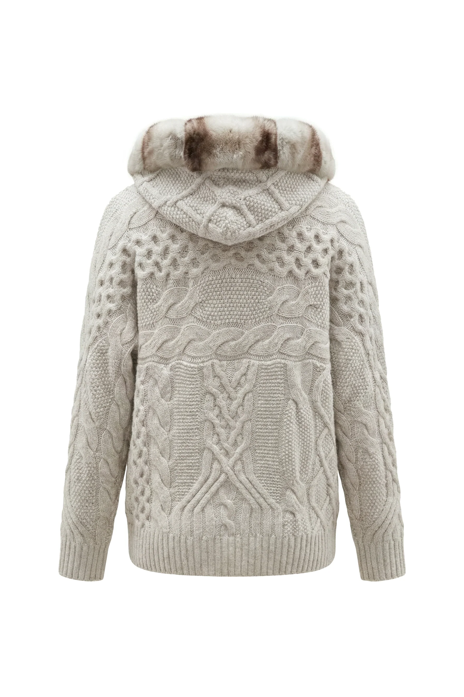 Alverra Rex Fur Hooded Knit Cardigan - Image 12