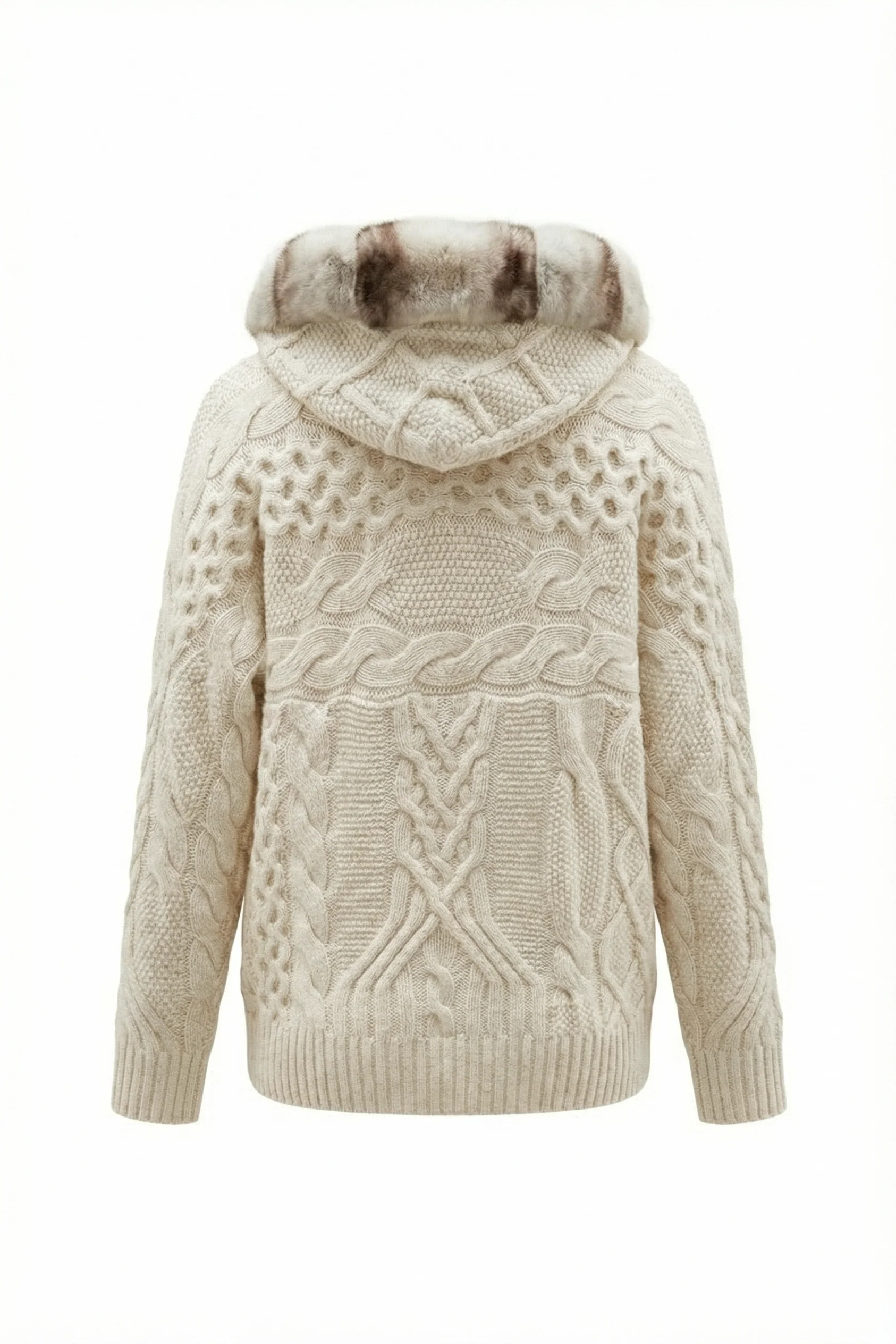 Alverra Rex Fur Hooded Knit Cardigan - Image 4