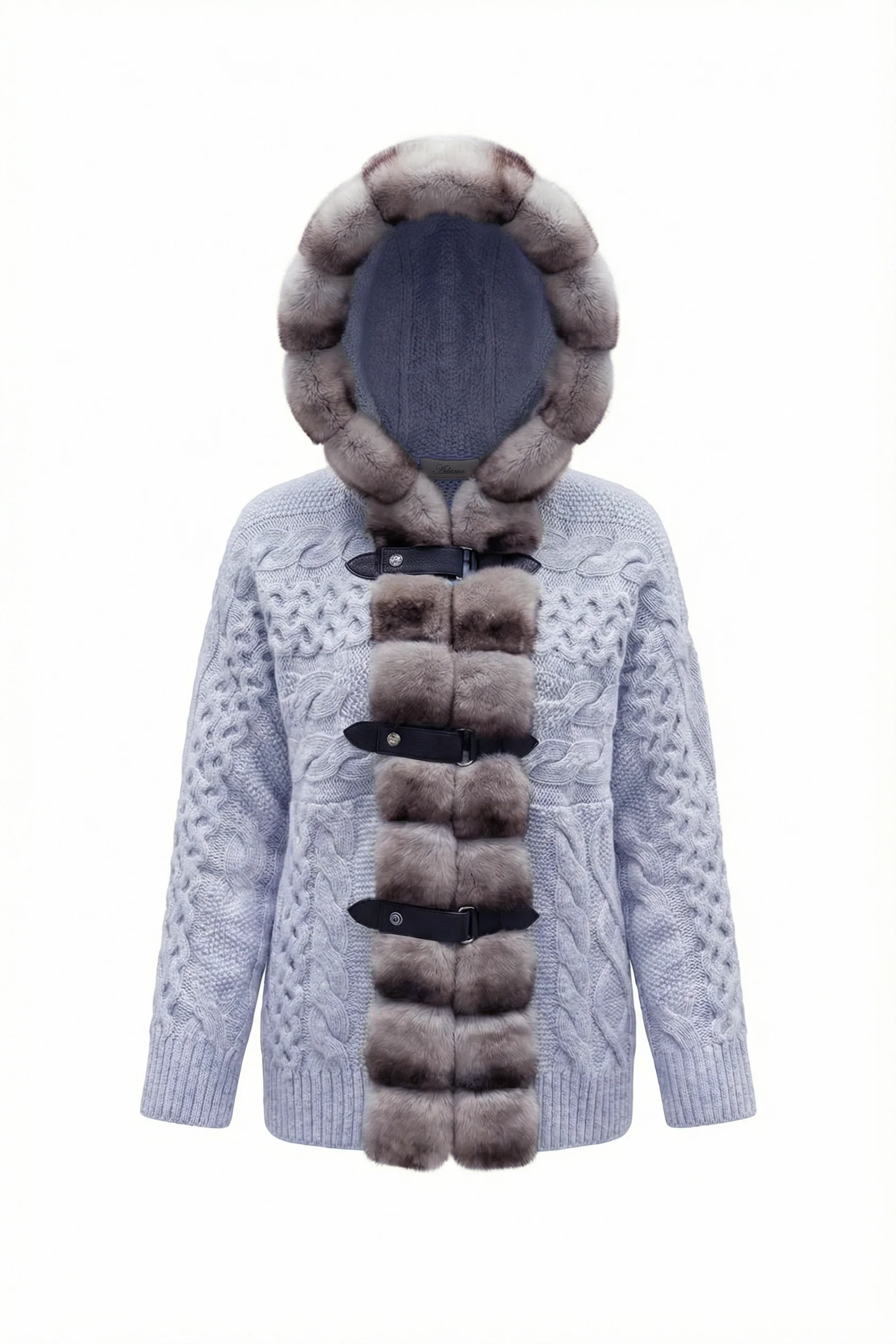Alverra Rex Fur Hooded Knit Cardigan - Image 6