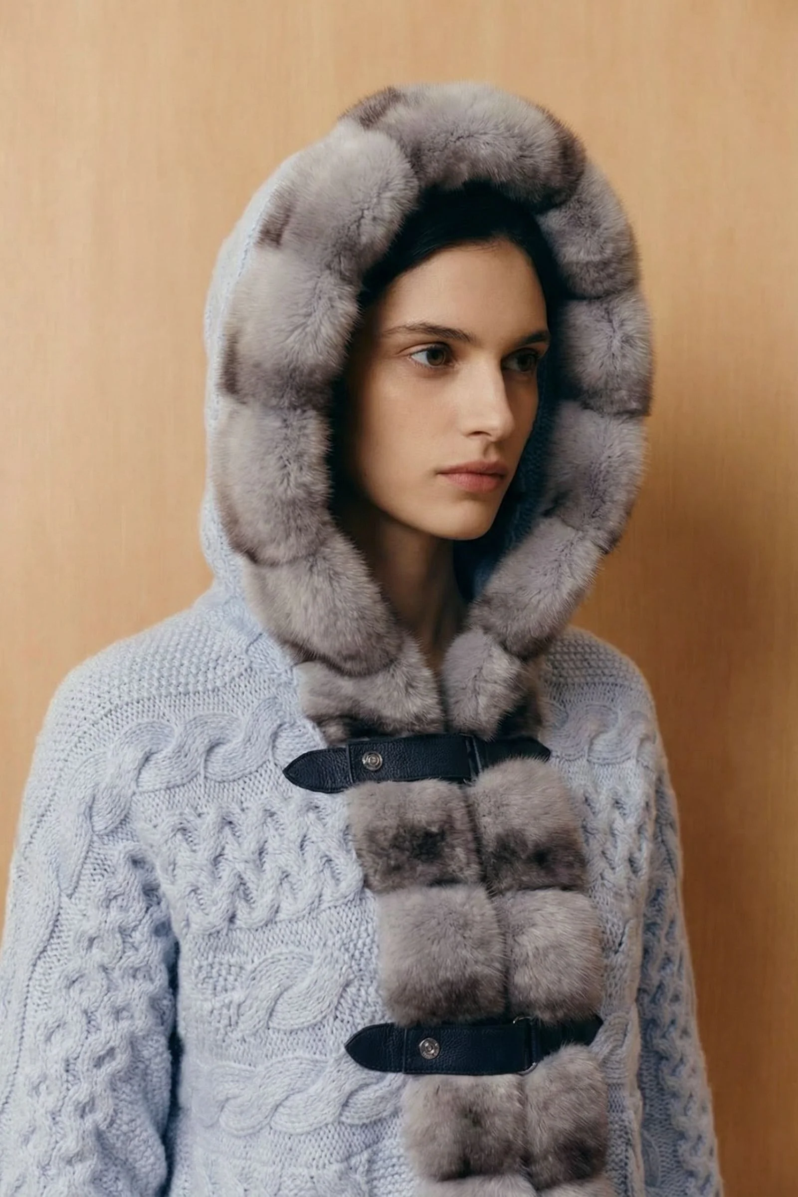 Alverra Rex Fur Hooded Knit Cardigan - Image 7