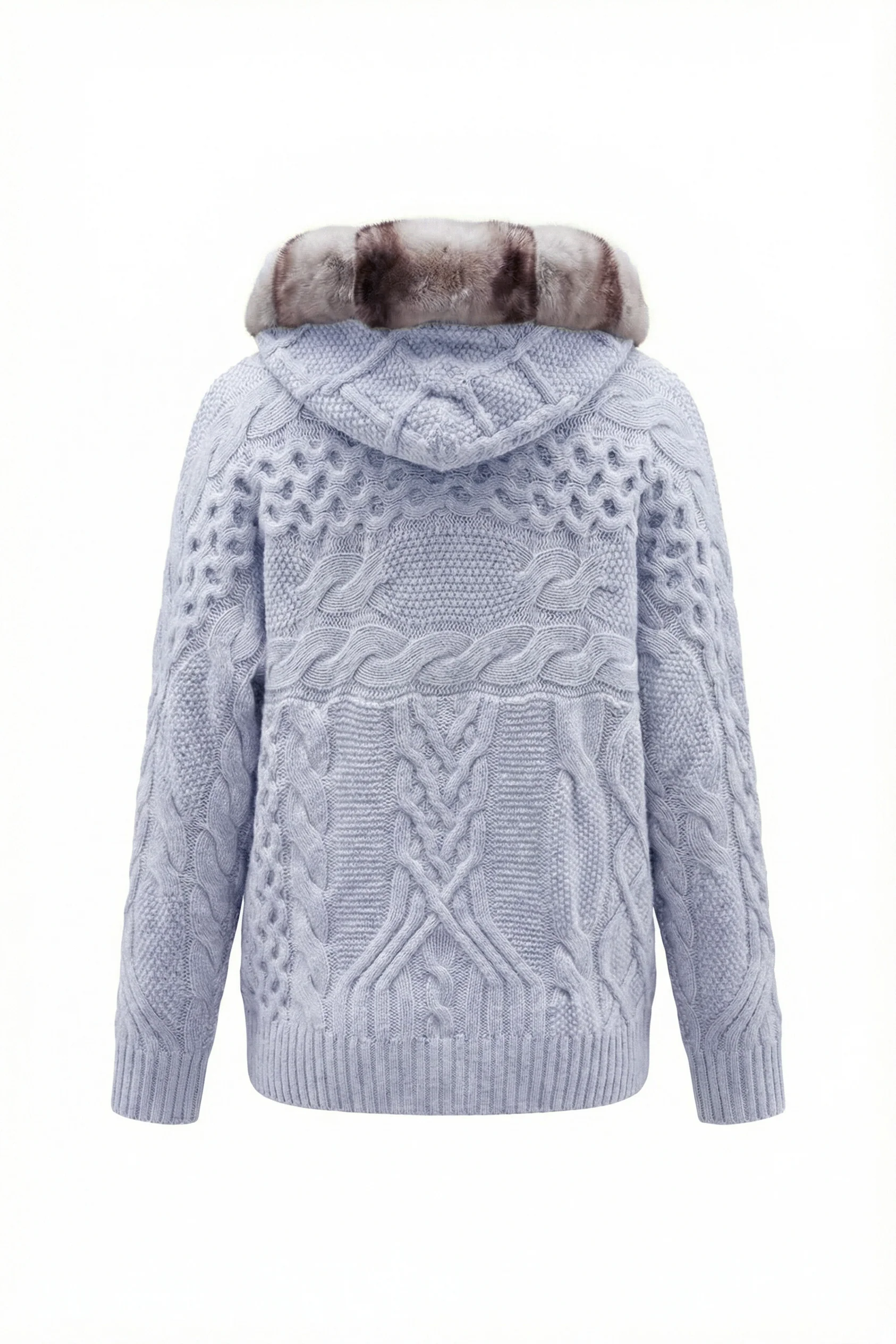 Alverra Rex Fur Hooded Knit Cardigan - Image 8