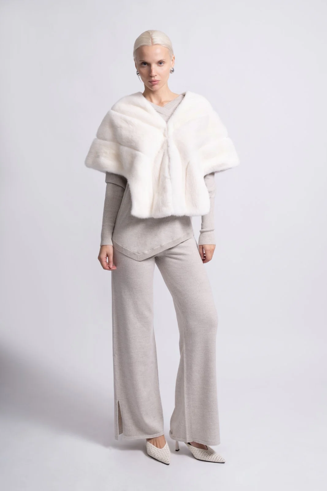Arctic Whisper White Mink Cape - Image 3
