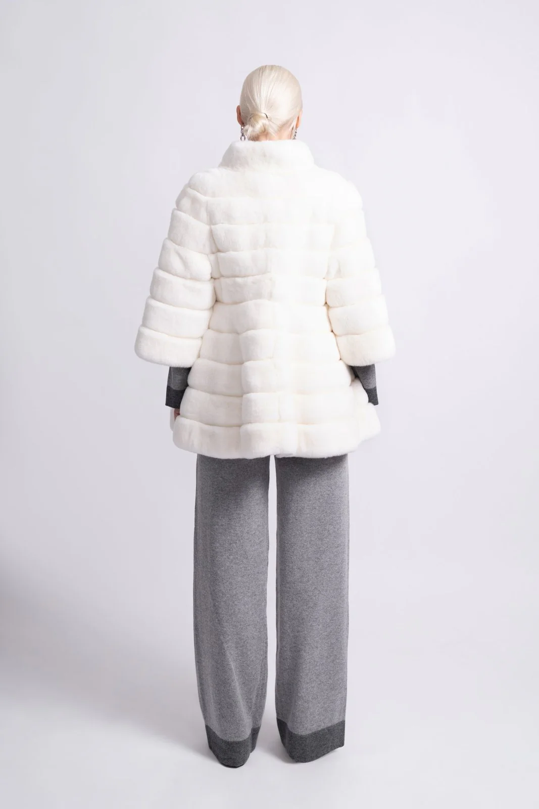 Arctic White Rex Fur Jacket - Image 3