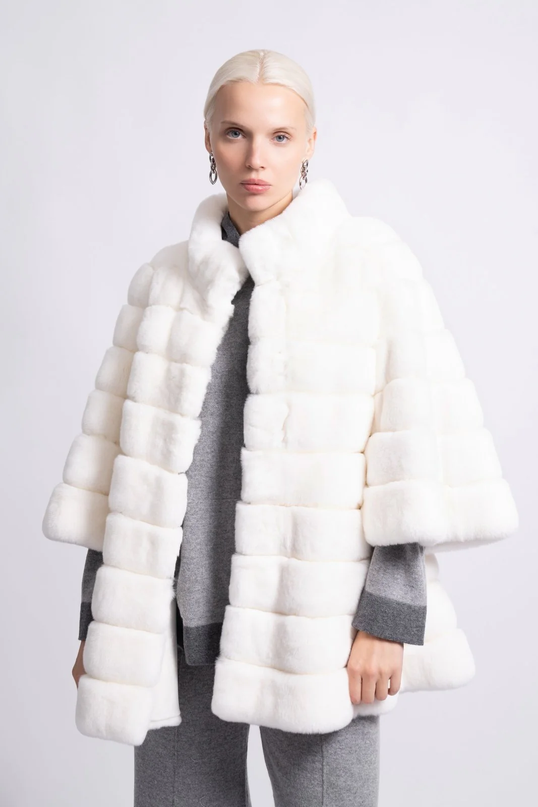 Arctic White Rex Fur Jacket - Image 4