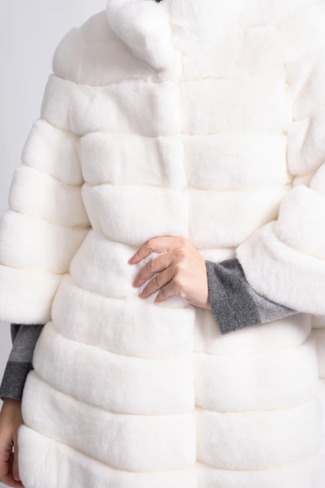 Arctic White Rex Fur Jacket - Image 5