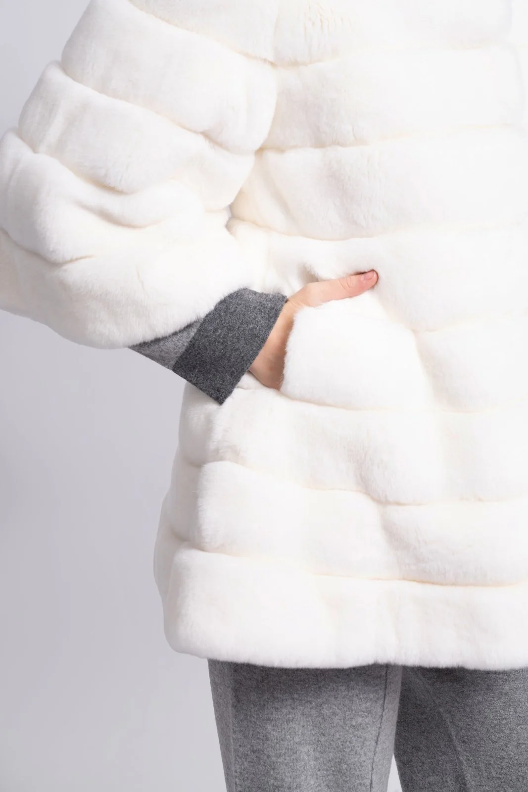 Arctic White Rex Fur Jacket - Image 6