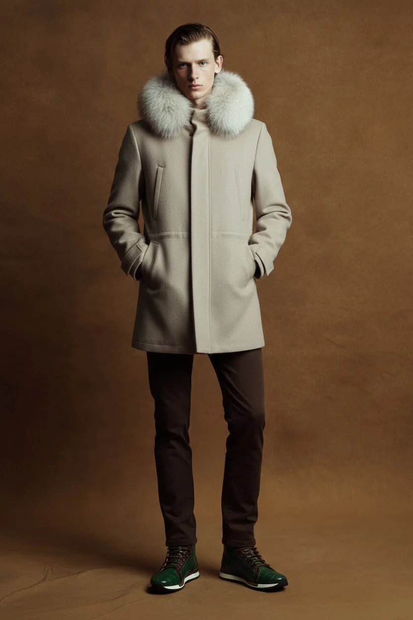 Arden Ecru Polywool Parka with Fox Fur - Image 3