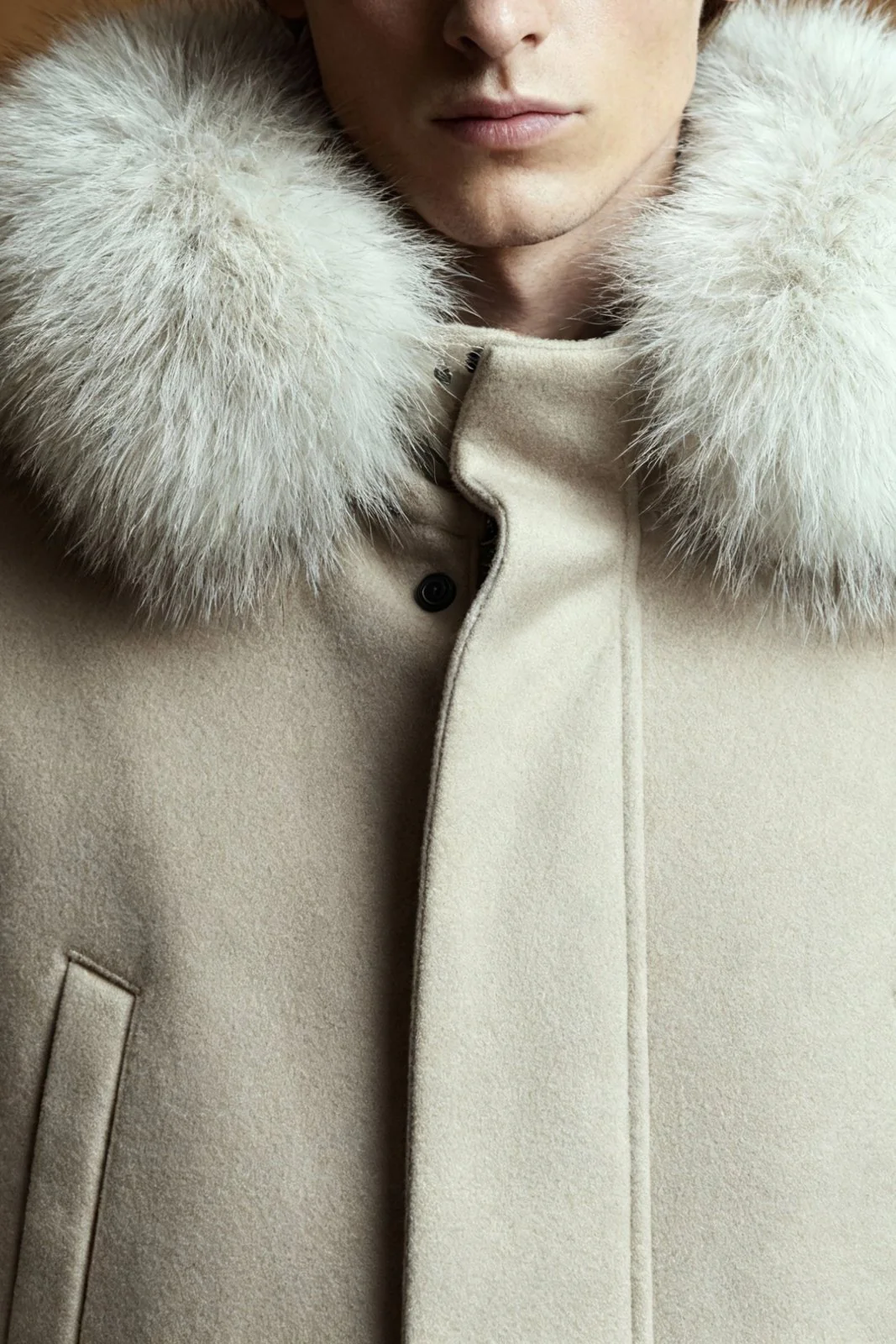 Arden Ecru Polywool Parka with Fox Fur - Image 5