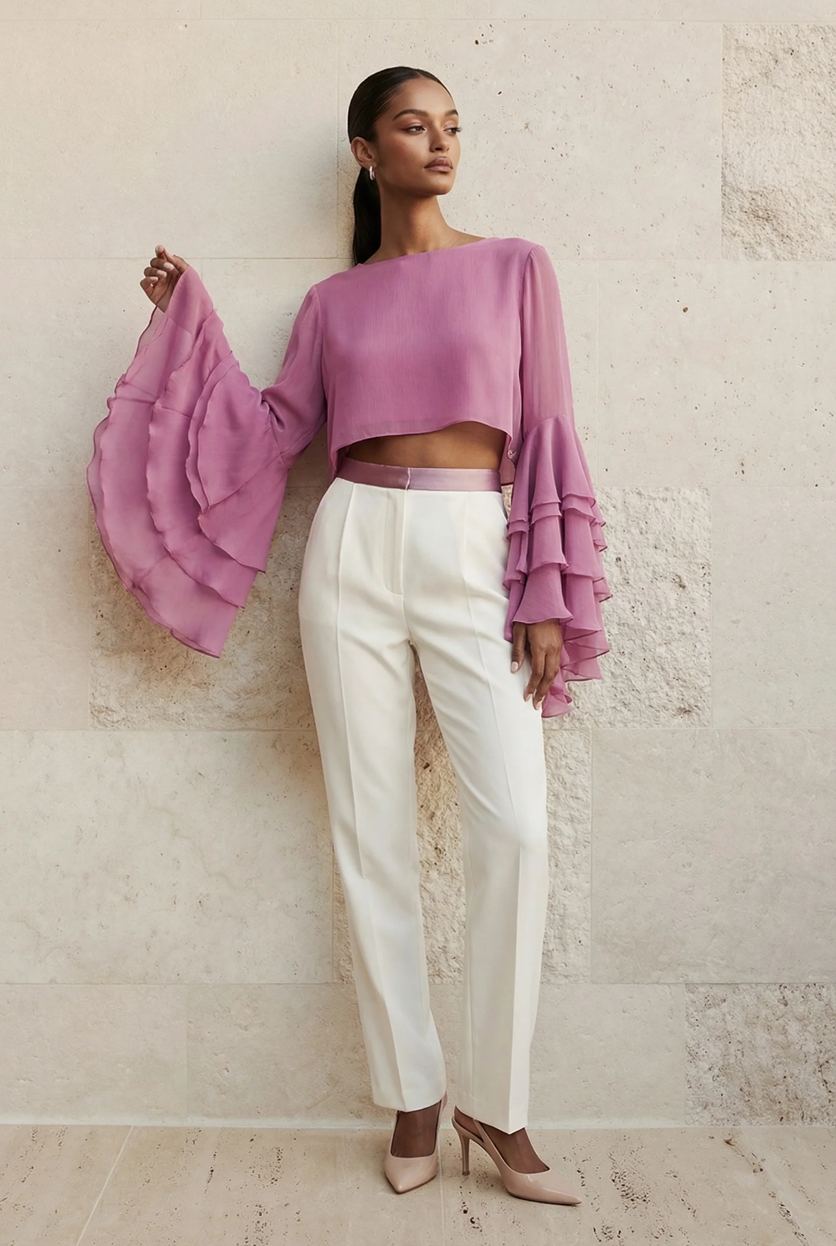 Aurélia Ruffle Sleeve Chiffon Blouse - Image 4