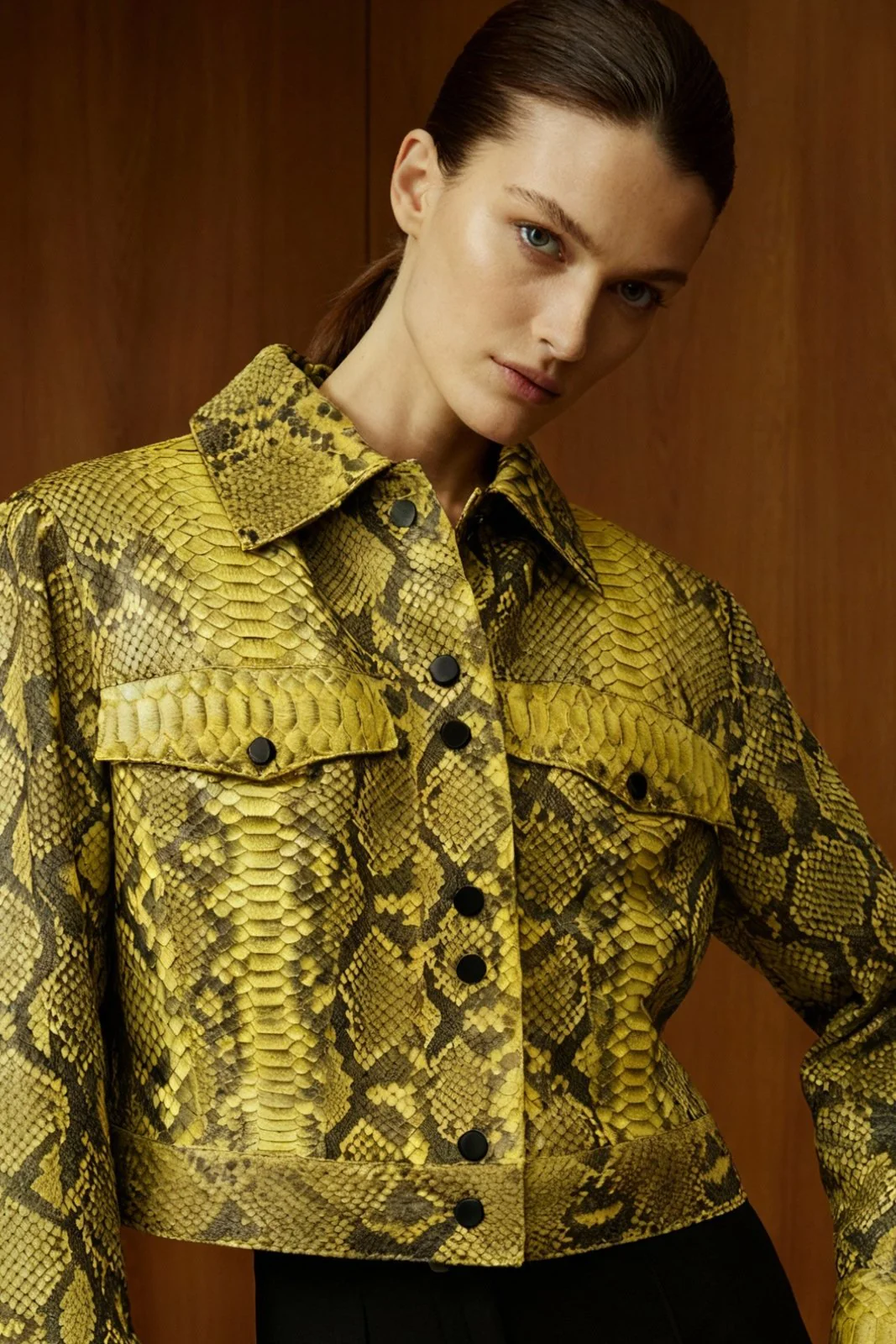 Solaris Yellow Python Leather Jacket