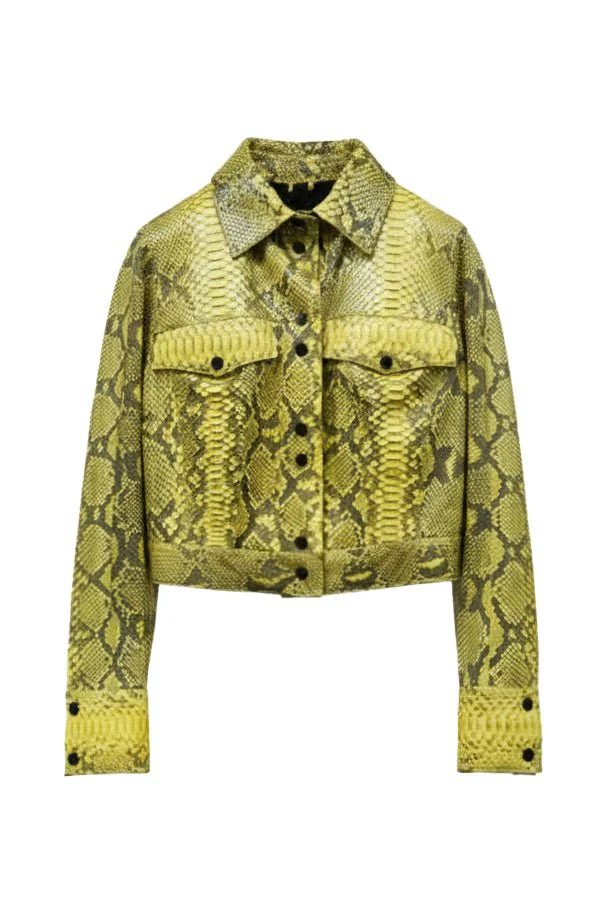 Solaris Yellow Python Leather Jacket - Image 2