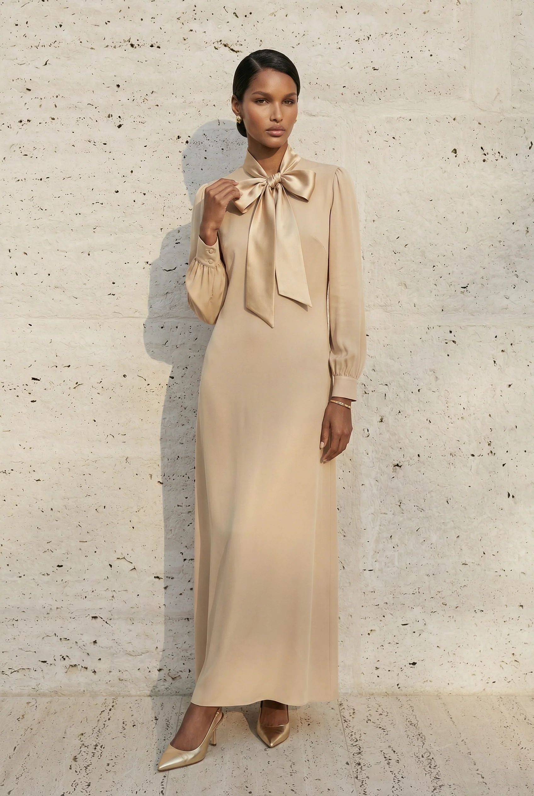 Aurielle Bow-Tie Crepe Dress - Image 4