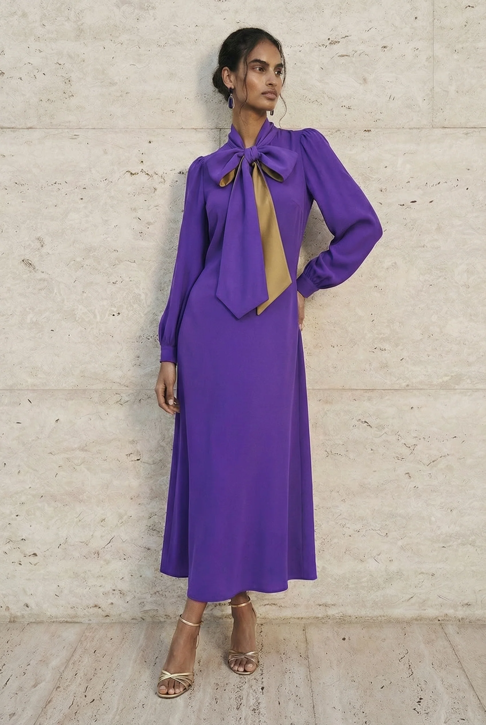 Aurielle Bow-Tie Crepe Dress - Image 6