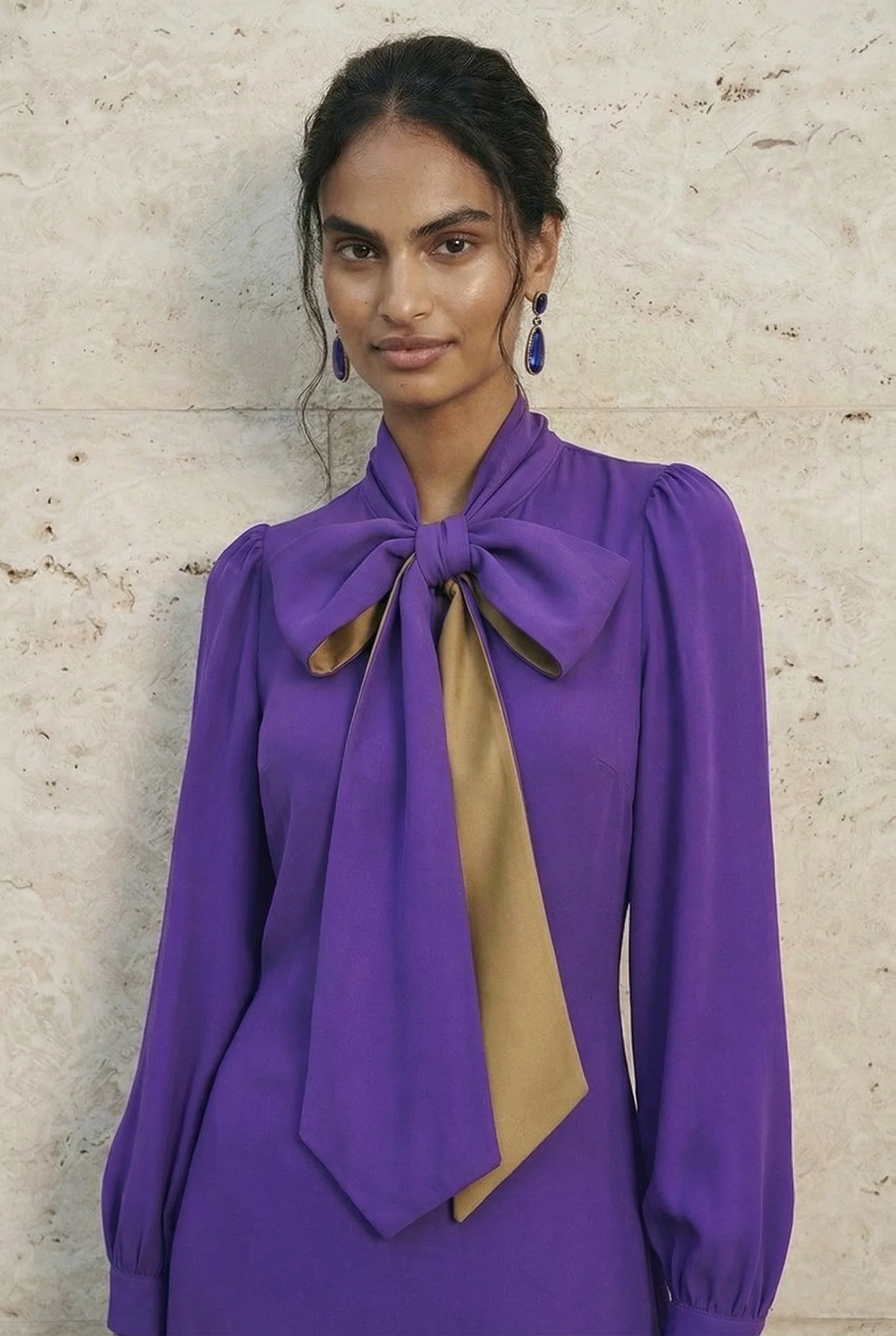 Aurielle Bow-Tie Crepe Dress - Image 7