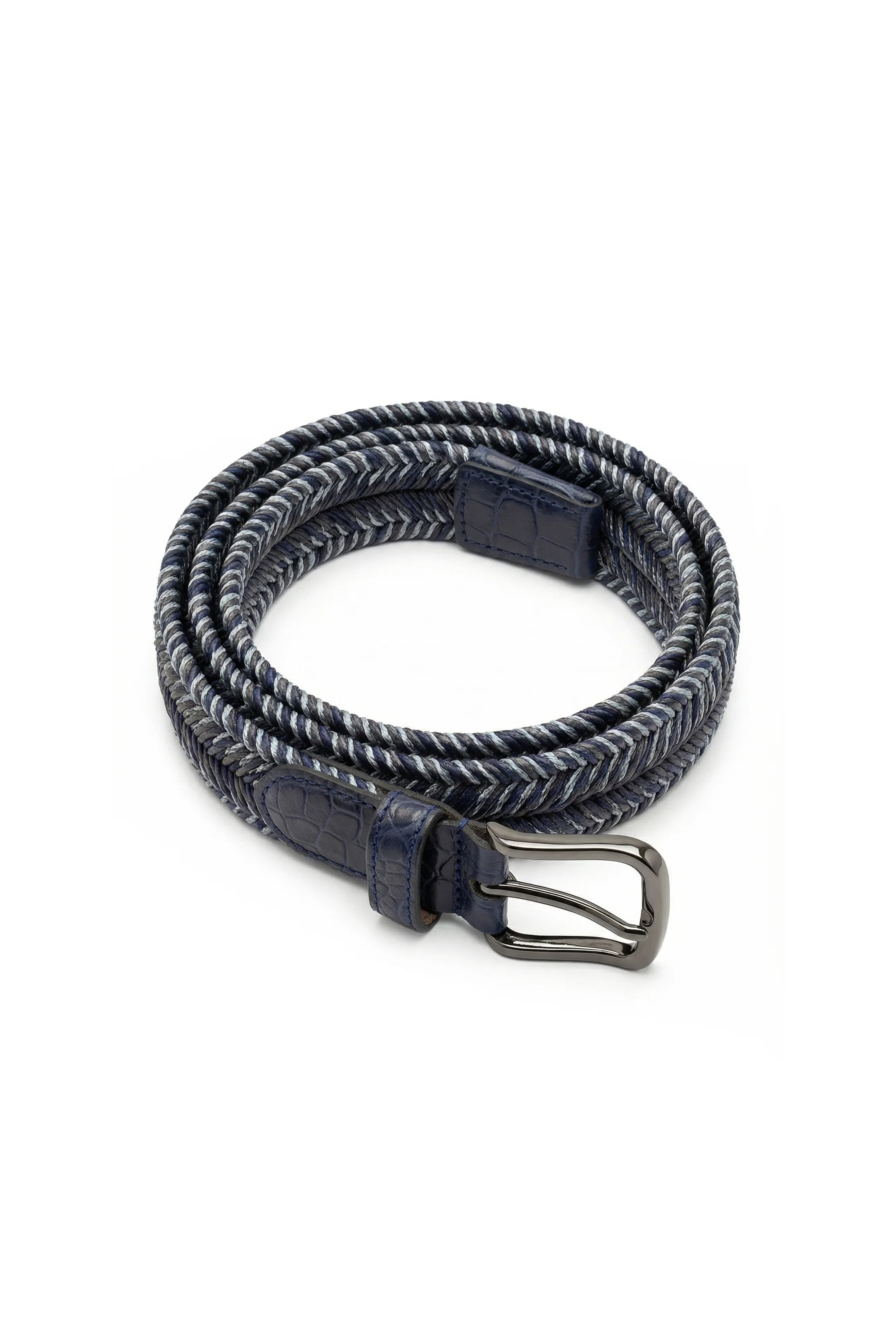 Azure Crocodile Trim Braided Belt