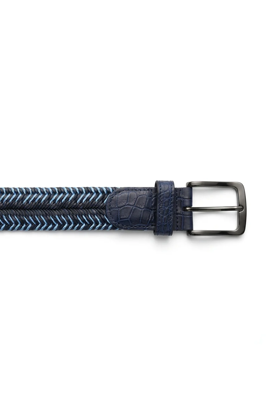 Azure Crocodile Trim Braided Belt - Image 2