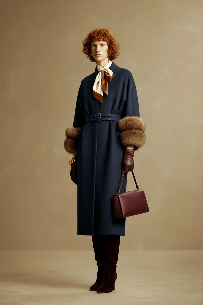 Azure Sable Cuff Coat - Image 3