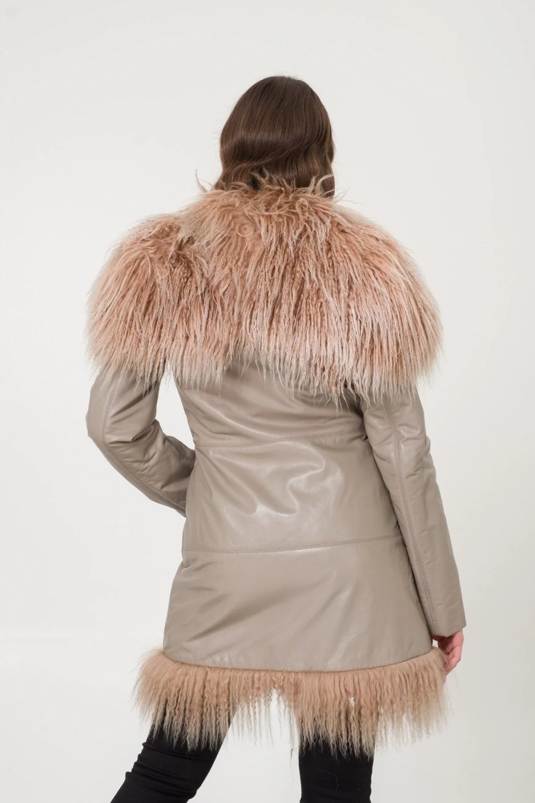 Beige Leather Coat - Image 5