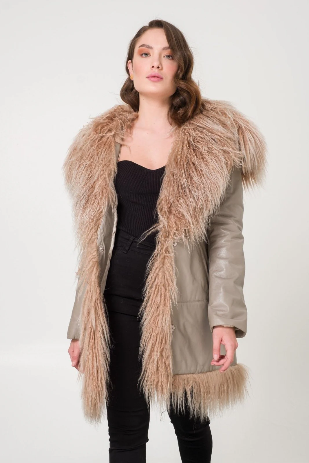 Beige Leather Coat - Image 6