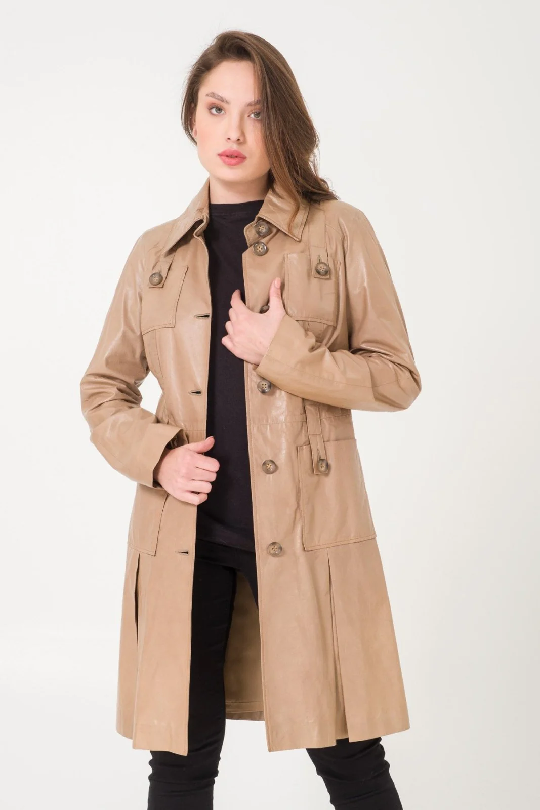 Beige Leather Jacket - Image 4