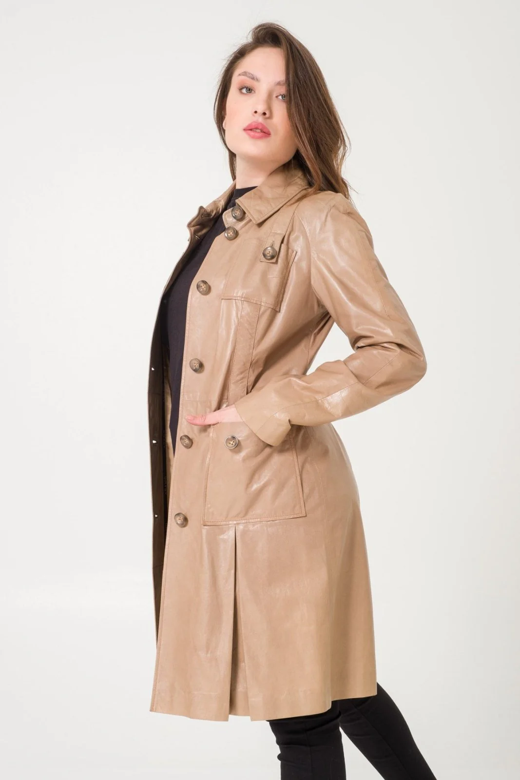 Beige Leather Jacket - Image 6