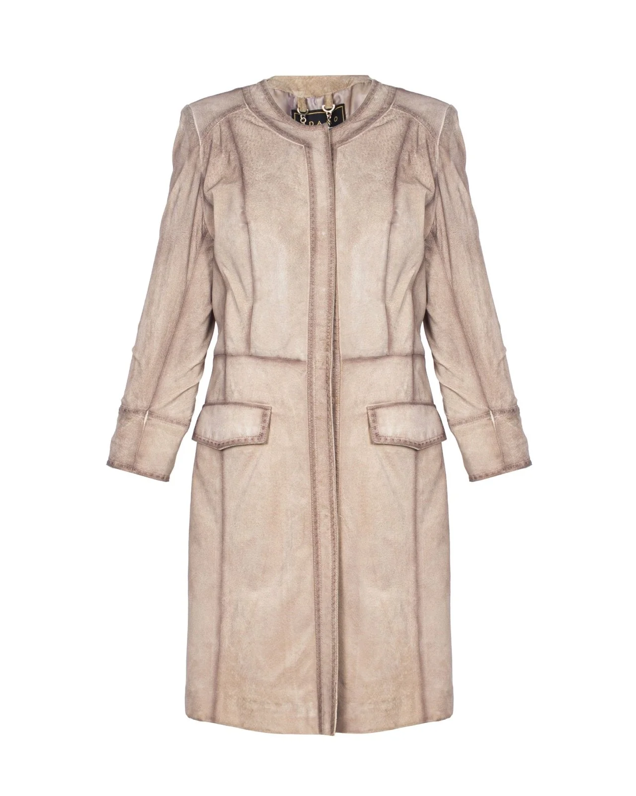 Beige Long Leather Coat