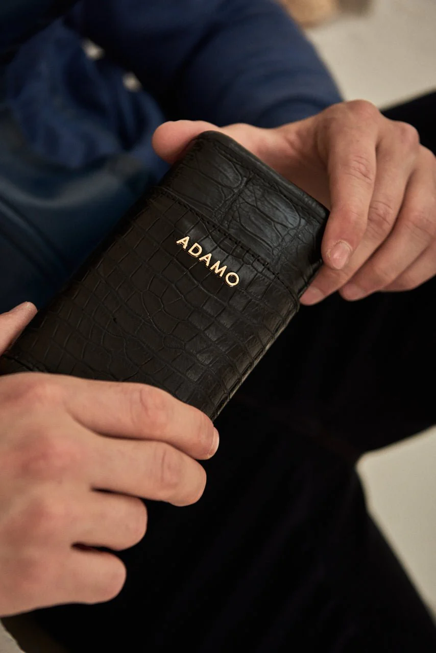 Black Crocodile Leather Cigar Case - Image 2