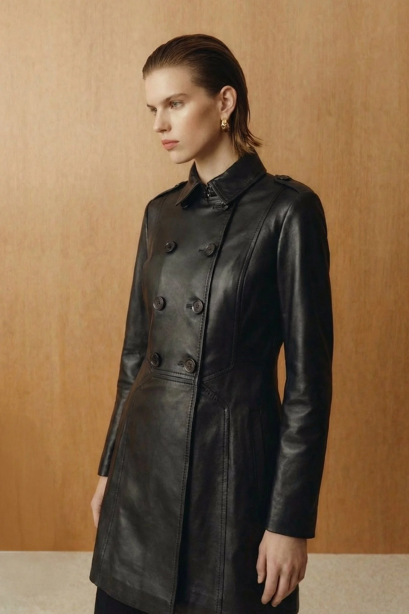 Black Leather Coat - Image 3