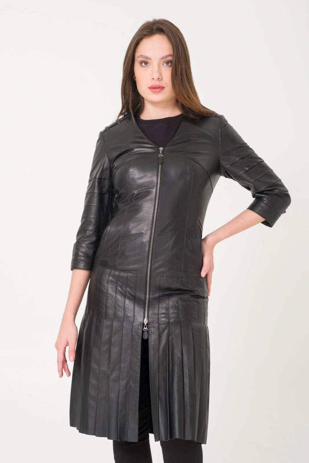 Black Leather Coat - Image 3