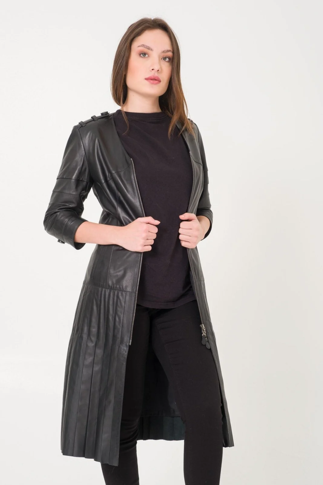 Black Leather Coat - Image 8