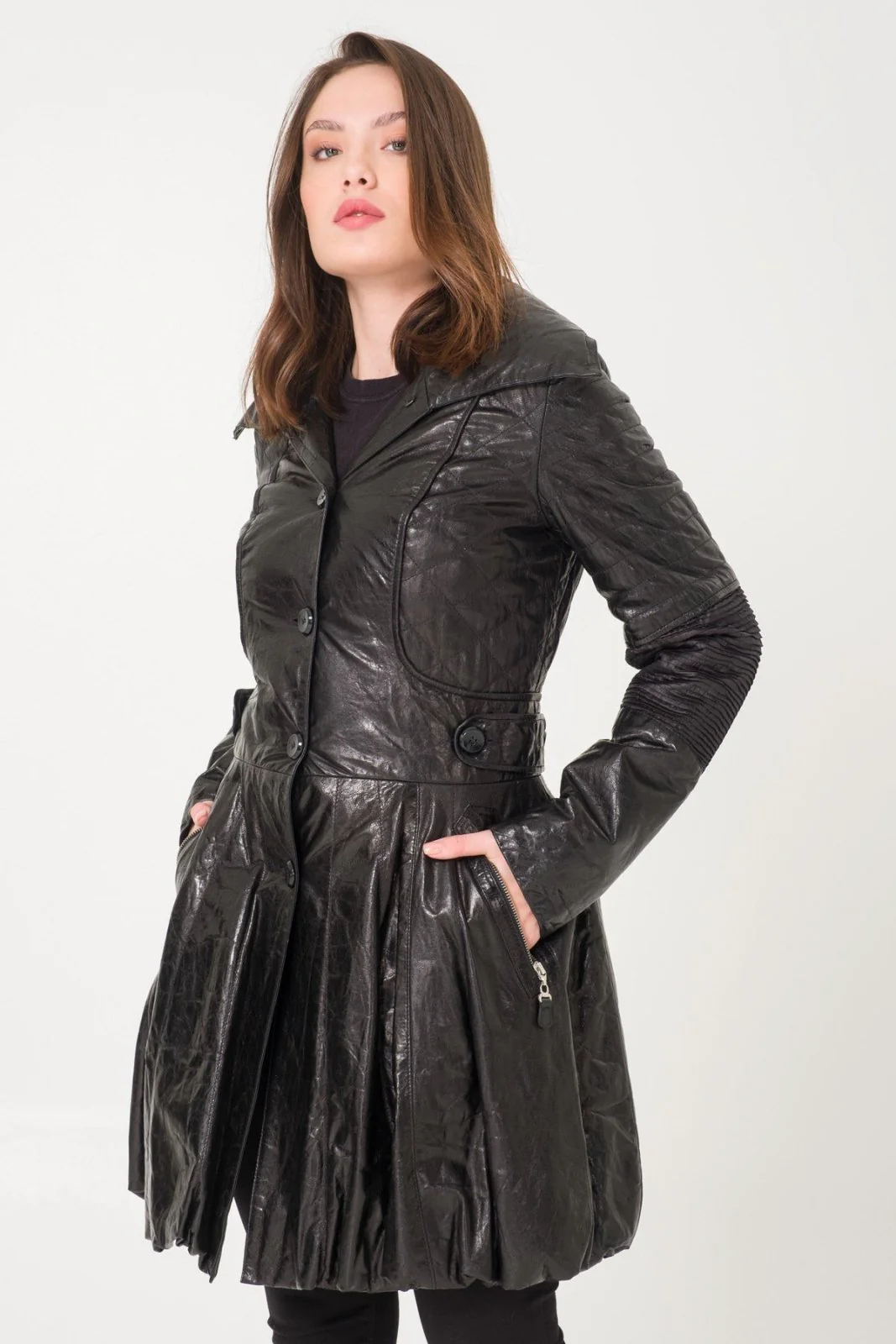 Black Leather Coat - Image 2
