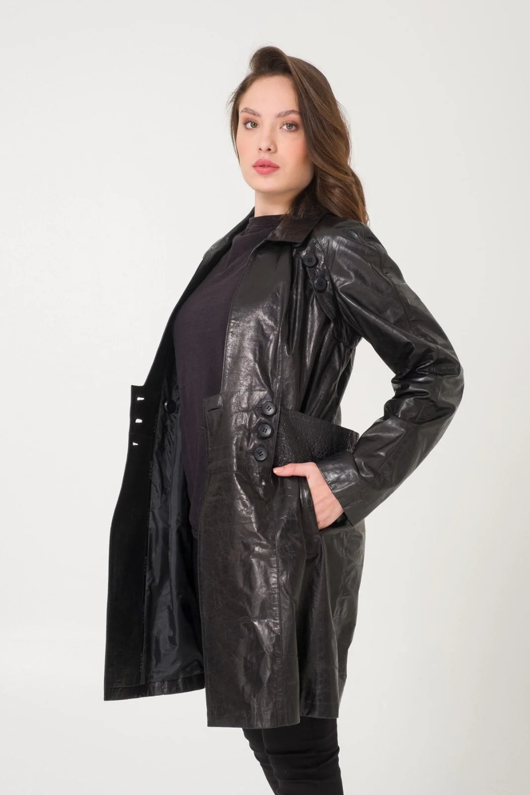 Black Leather Coat - Image 8