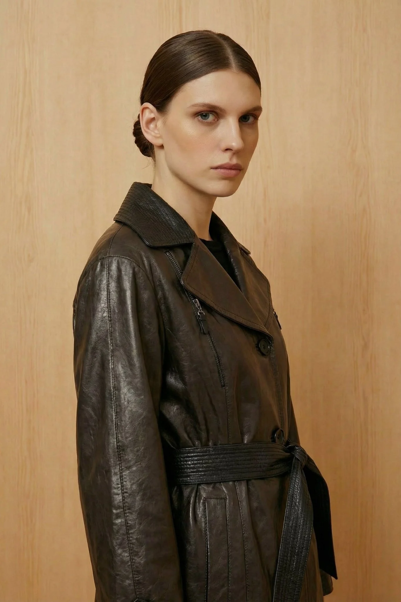 Black Leather Coat - Image 2