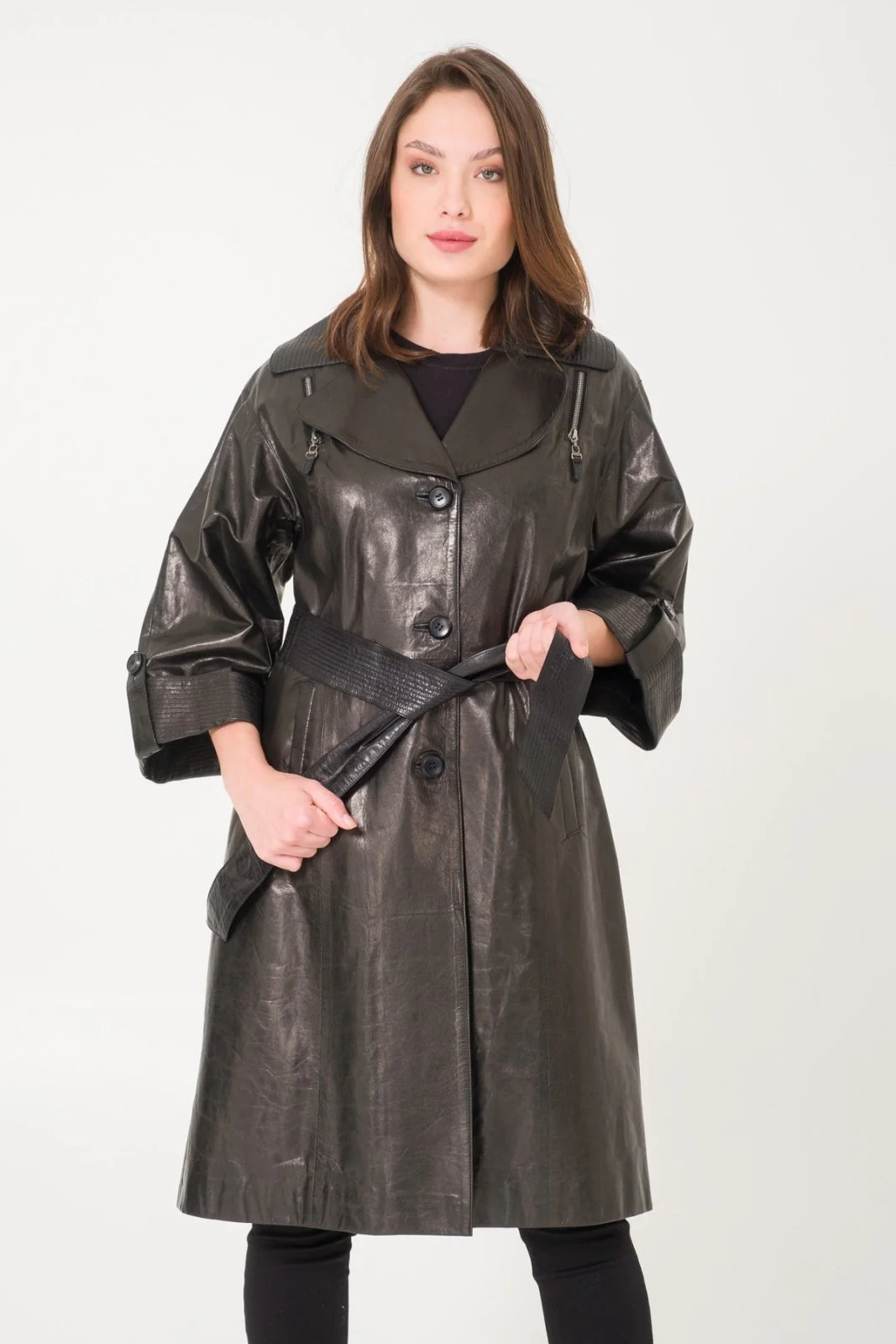 Black Leather Coat - Image 3