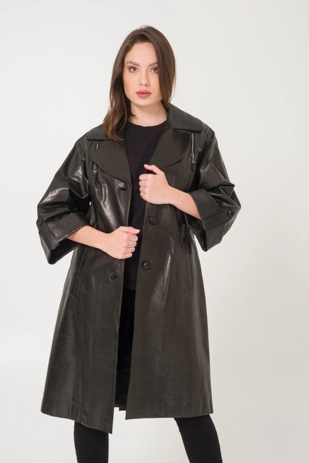 Black Leather Coat - Image 6