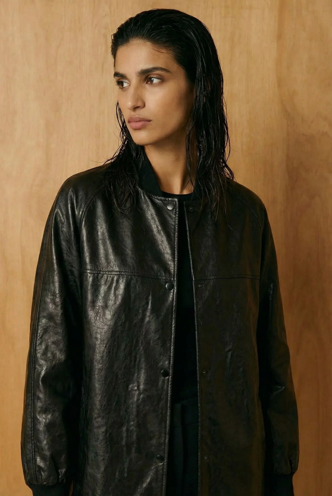 Black Leather Coat - Image 2