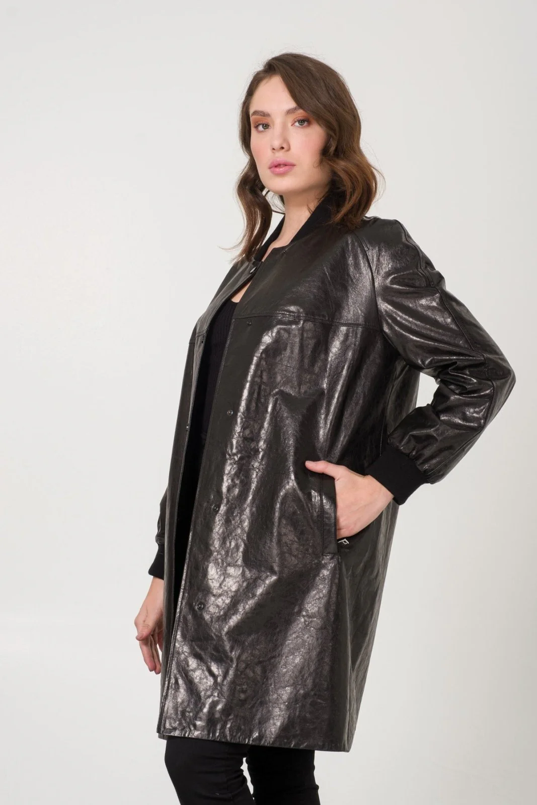 Black Leather Coat - Image 8