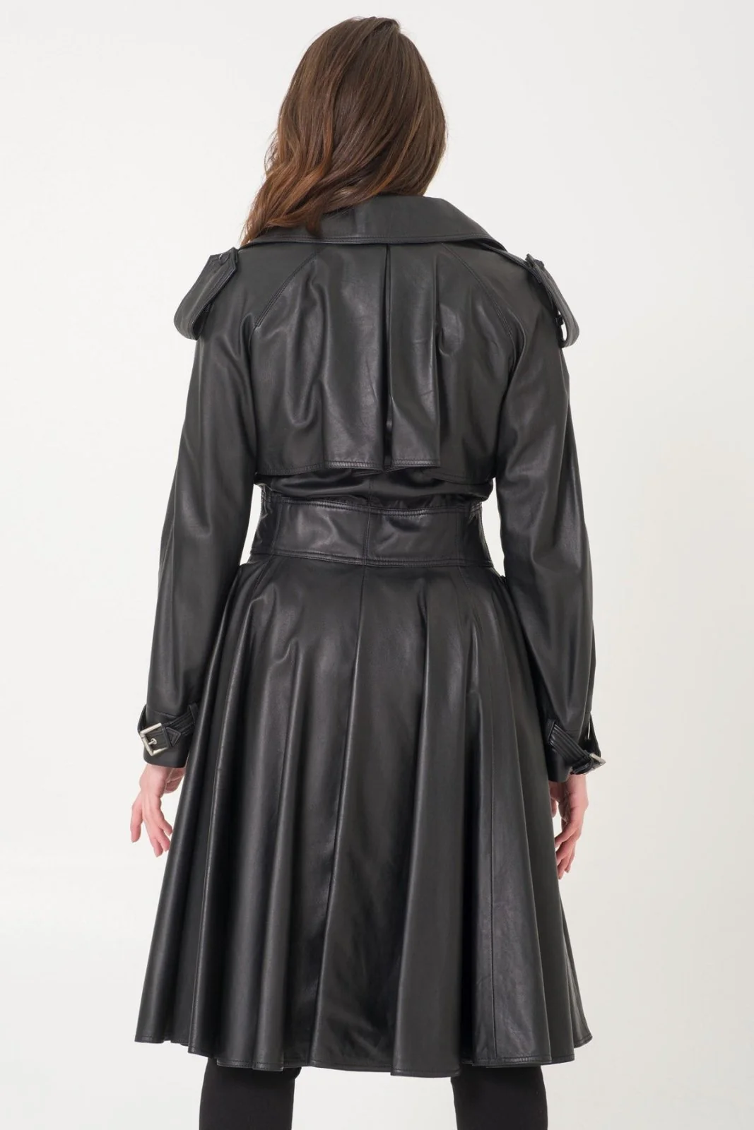 Black Leather Trench Coat - Image 3