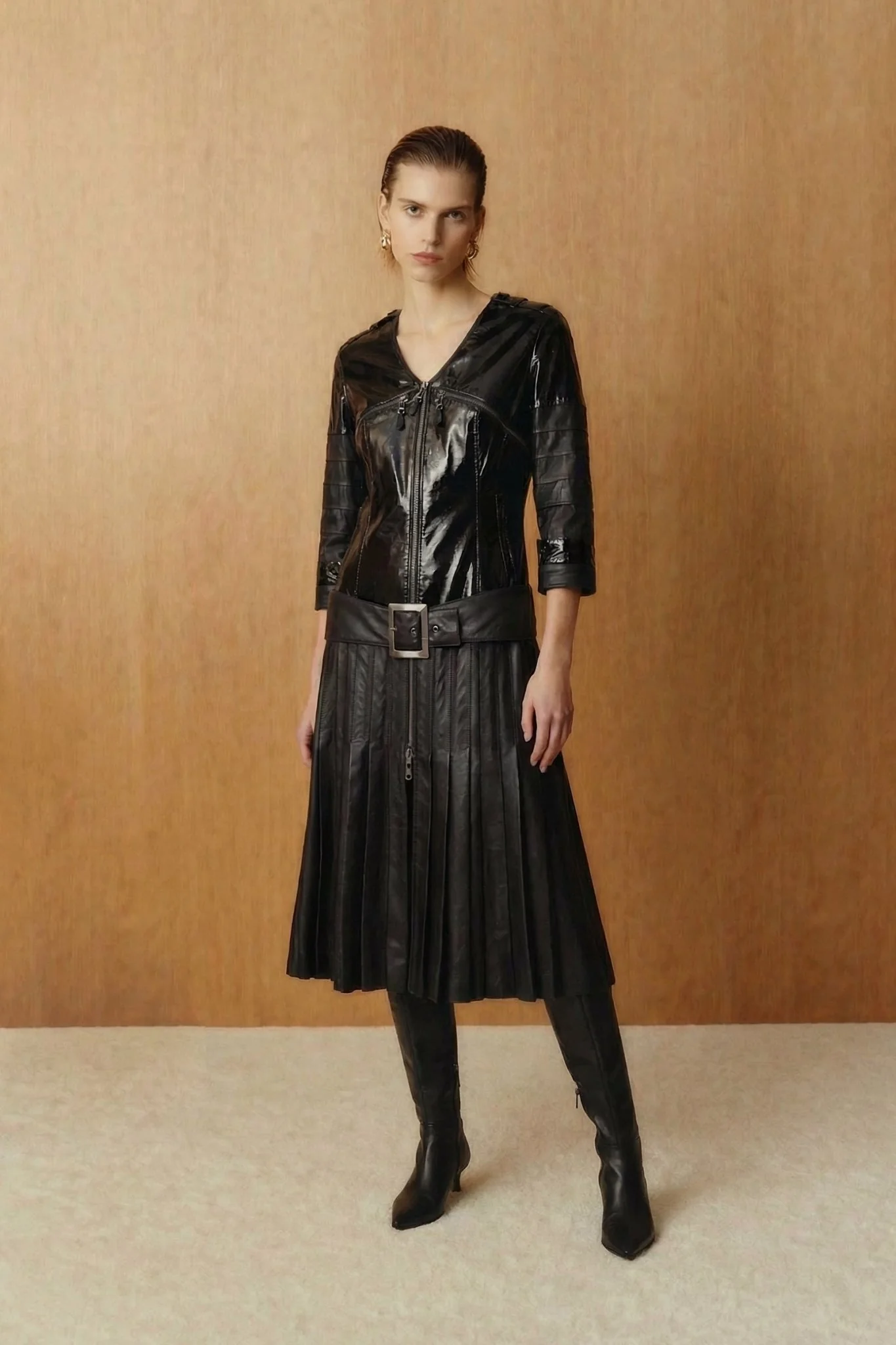 Black Leather Trench Coat