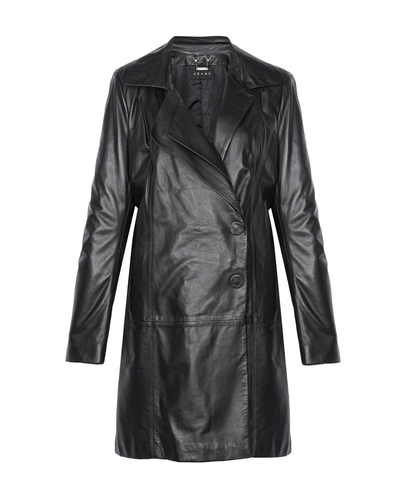 Black Leather Trench Coat - Image 2