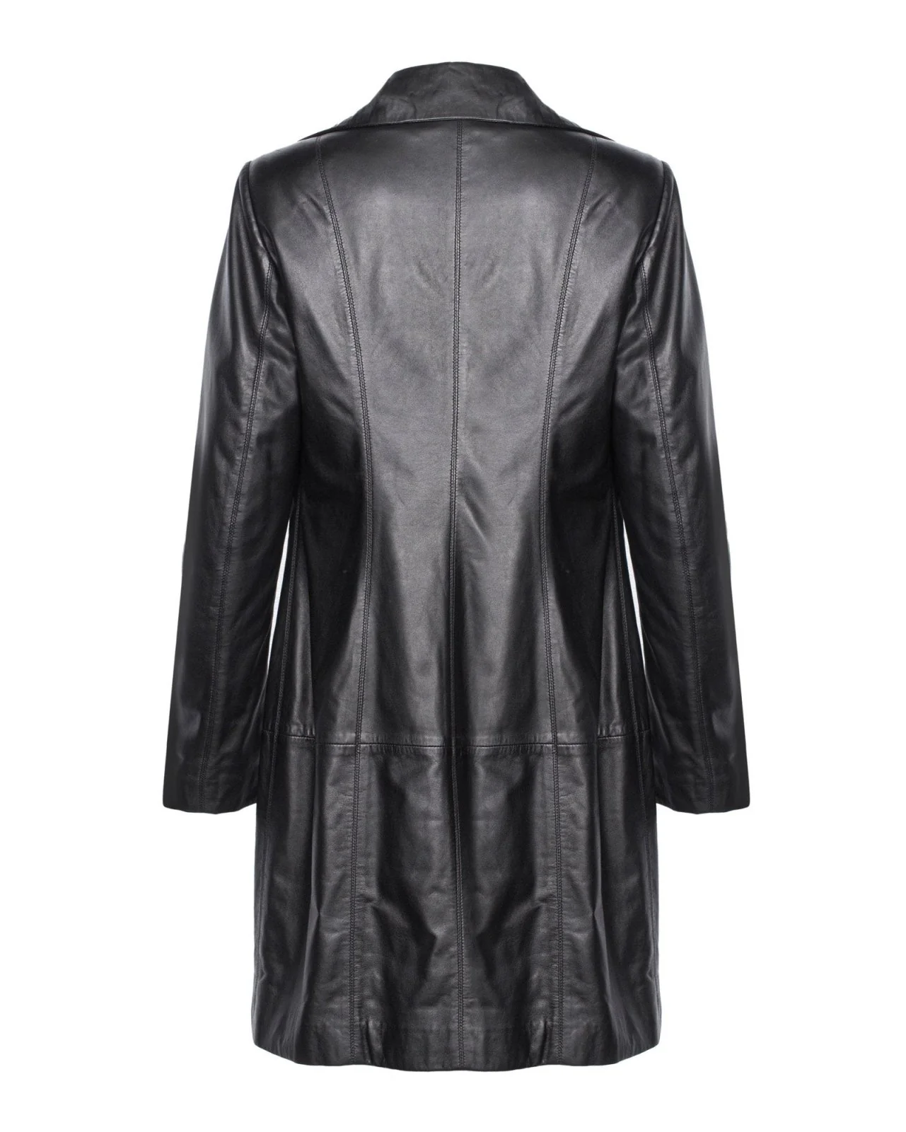 Black Leather Trench Coat - Image 4