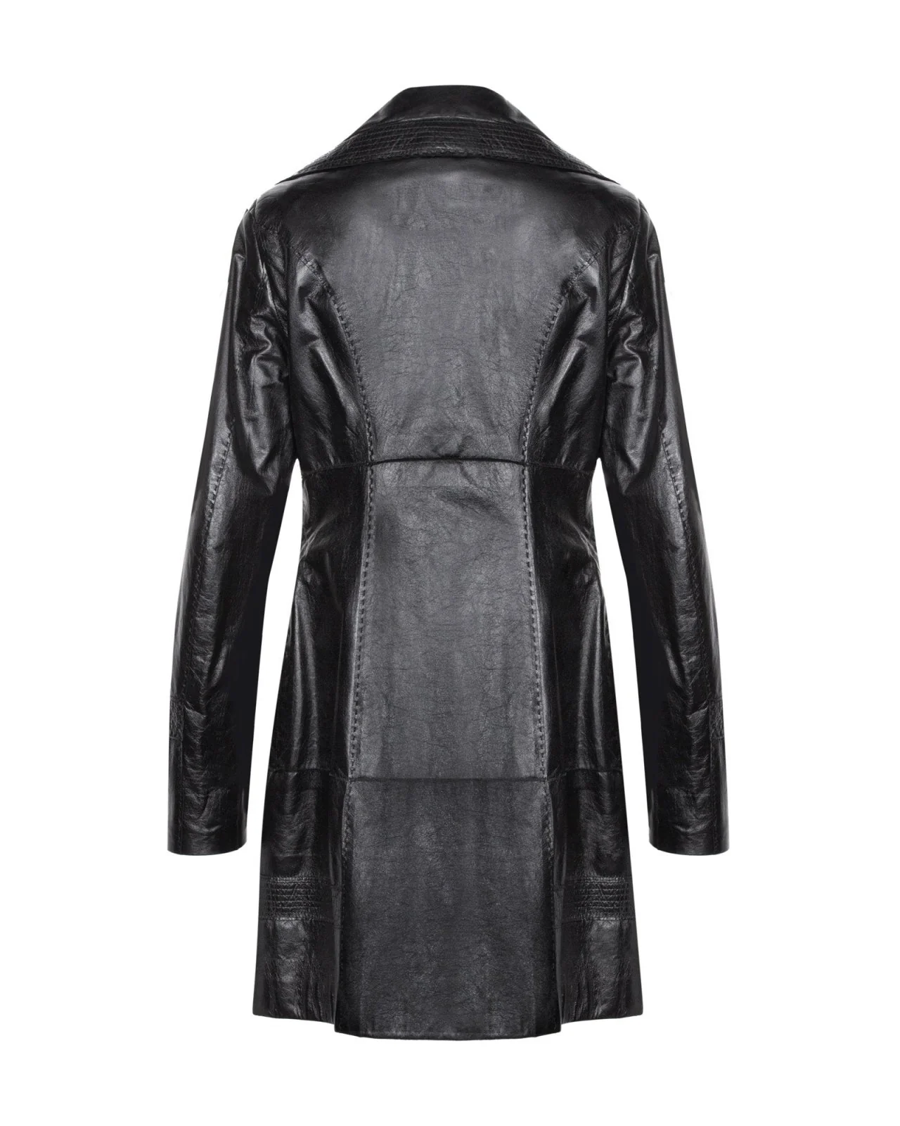 Black Leather Trenchcoat - Image 2