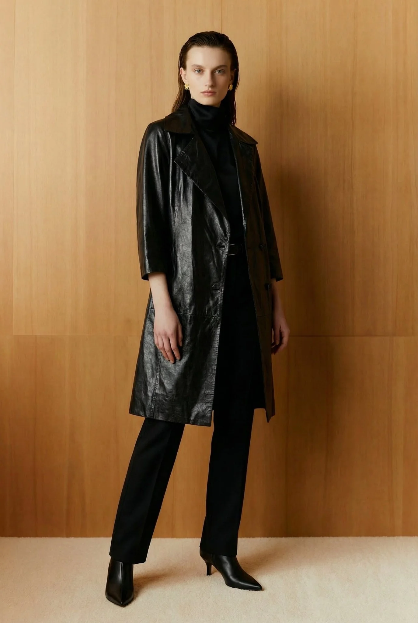 Black Long Leather Coat