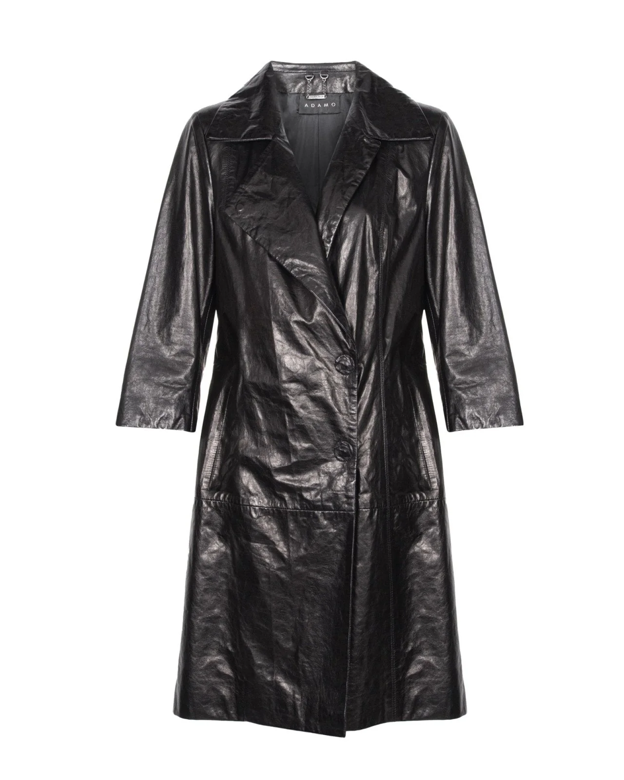 Black Long Leather Coat - Image 2