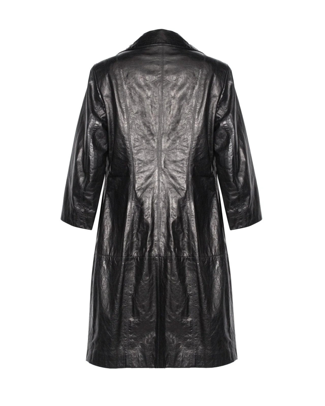 Black Long Leather Coat - Image 4