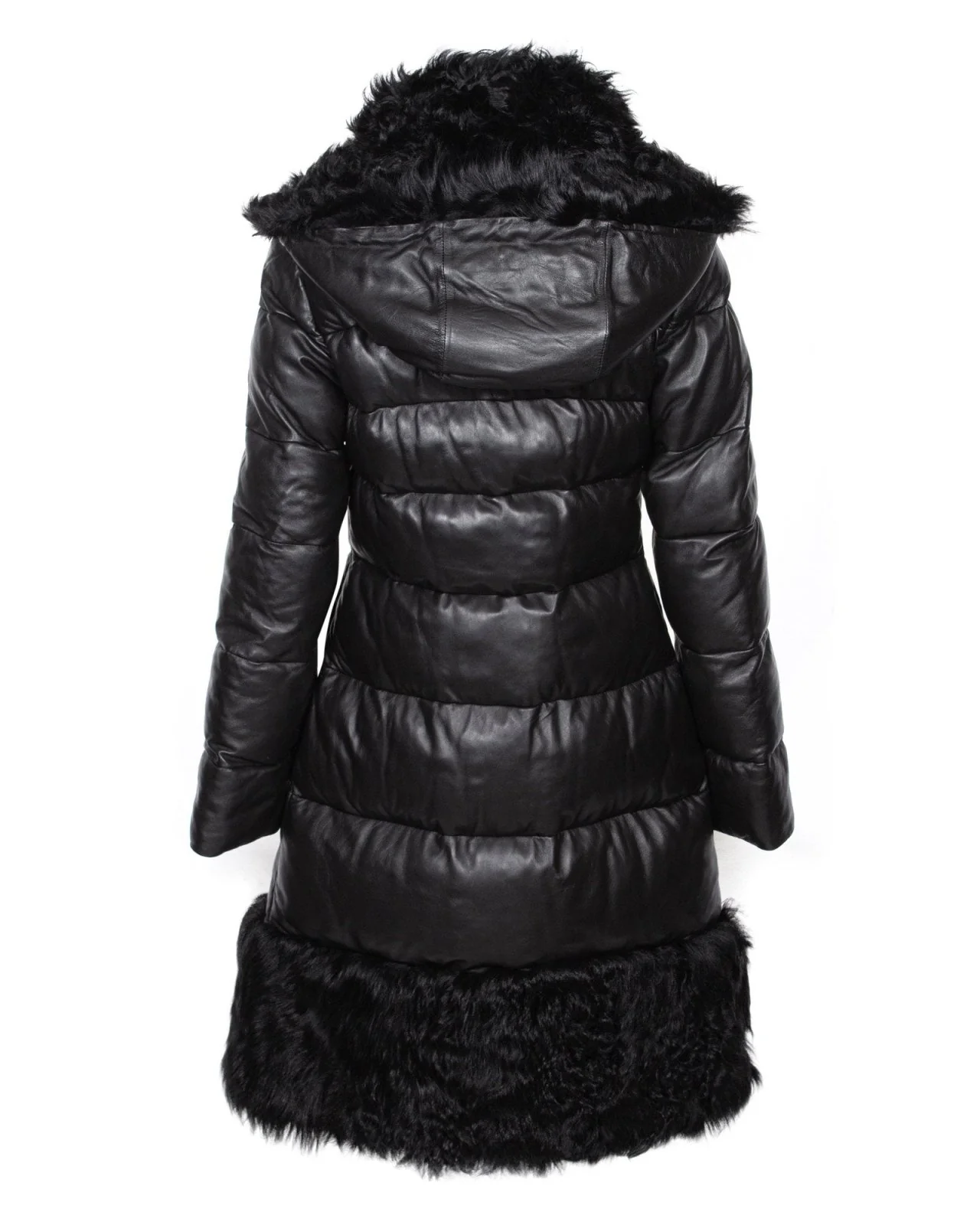 Black Long Leather Coat - Image 2