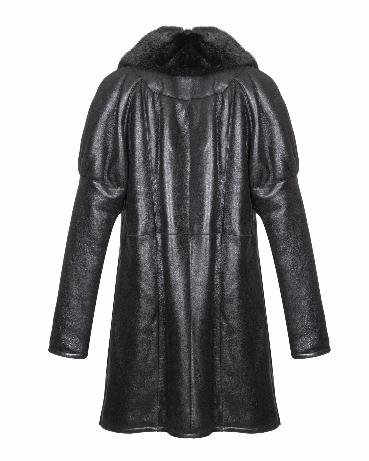 Black Long Leather Coat - Image 2